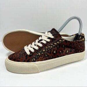 Madewell Sidewalk Low Top Sneakers Painted Leopard Colorblock Calf Hair Womens 6